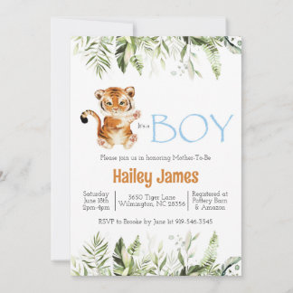 Invitation Baby shower de tigre garçon