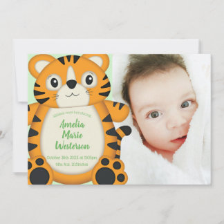 Invitation Baby shower de tigre vert