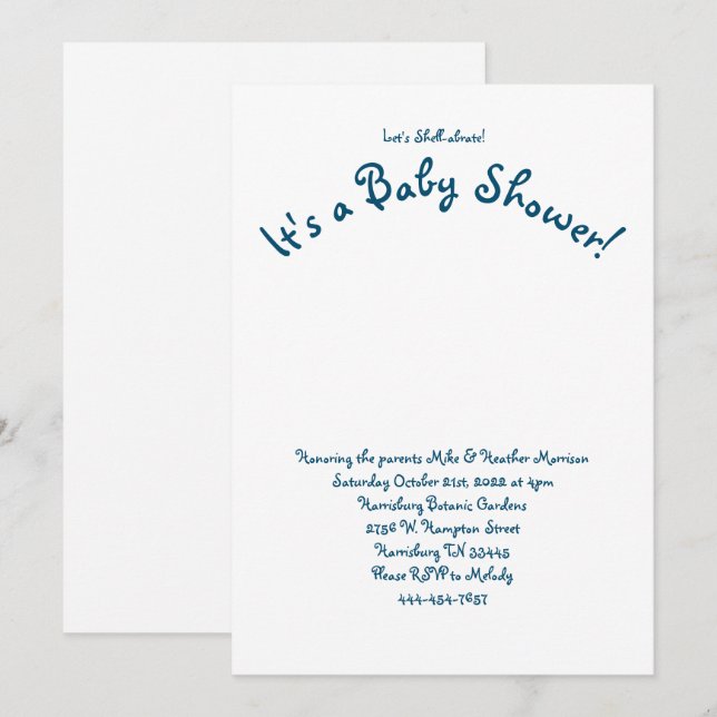Invitation Baby shower de tortue de mer Co-Ed Genre Neutre (Devant / Derrière)