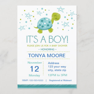Invitation Baby shower de tortue étoile
