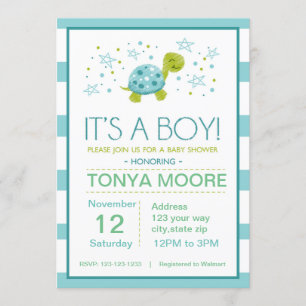 Invitation Baby shower de tortue rayée Star