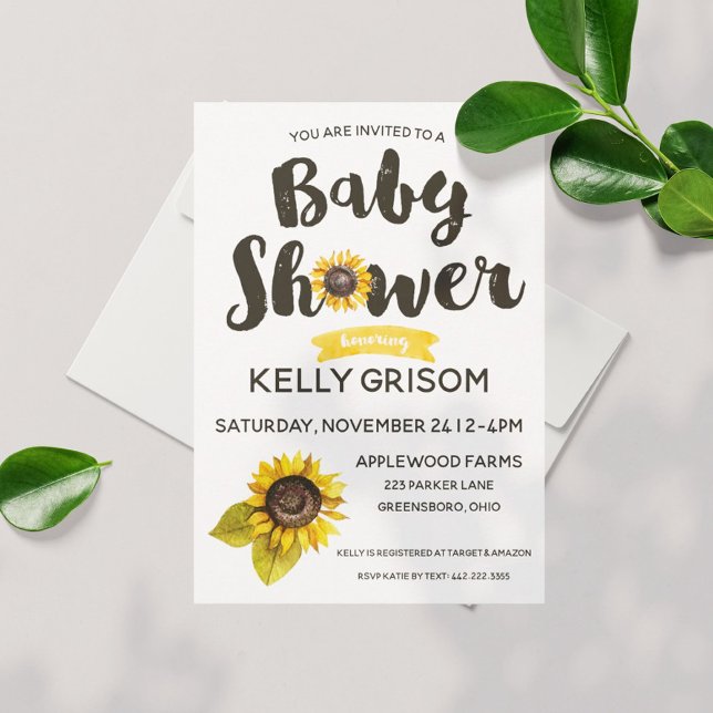 Invitation Baby shower de tournesol (Créateur téléchargé)