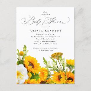 Invitation Baby shower de tournesol   Boho Floral