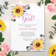 Baby shower de tournesol C'est une fille rose