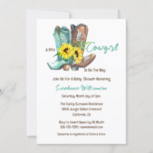 Invitation Baby shower de tournesol de bottes de cowgirl occi