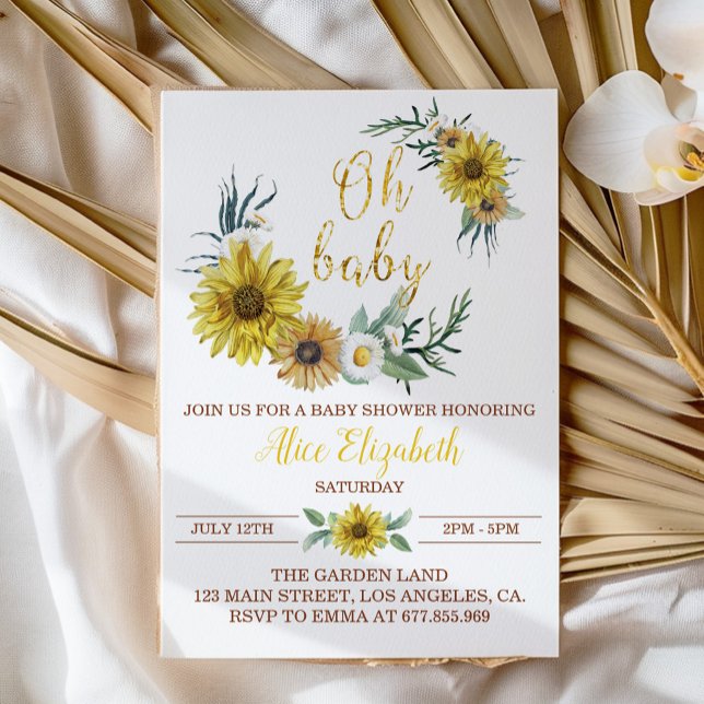 Invitation Baby shower de tournesol de l'abeille miel Invitat (Créateur téléchargé)