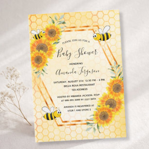 Invitation Baby shower de tournesol de nid d'abeille