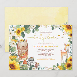 Invitation Baby shower de tournesol des animaux tendance en b