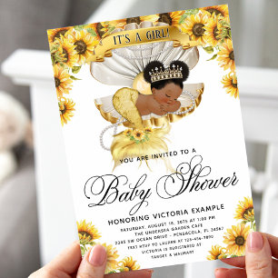 Invitation Baby shower de tournesol fille Afro