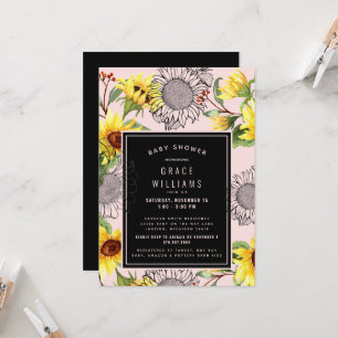 Invitation Baby shower de tournesol rose et jaune