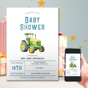 Invitation Baby shower de tracteur de ferme rustique
