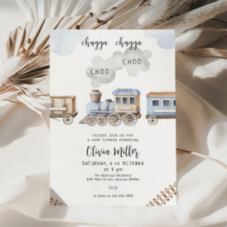 Invitation baby shower de train, baby shower de ga