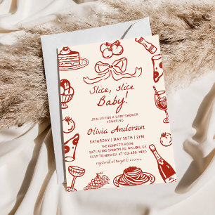 Invitation Baby shower de tranche de pizza italienne à main