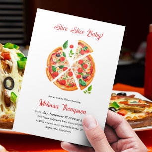 Invitation Baby shower de tranche de pizza italienne moderne