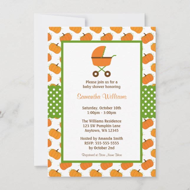 Invitation Baby shower de transport Citrouille d'automne (Devant)