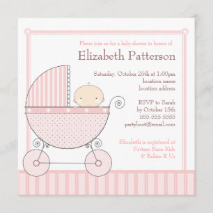 Invitation Baby shower de transport de bébé en rose