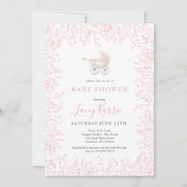 invitation Baby shower de transport de bébé rose