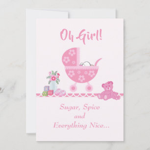 Invitation Baby shower de transport de bébés "Oh Girl"