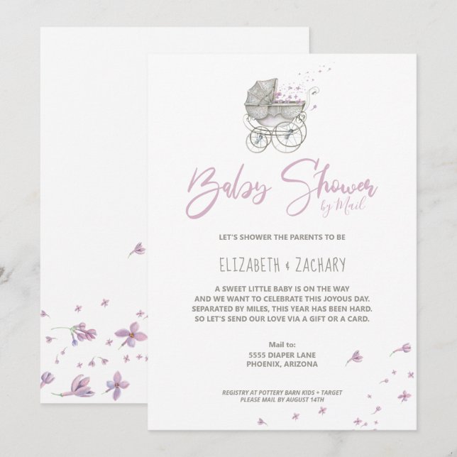 Invitation Baby shower de transport de bébés par courrier (Devant / Derrière)