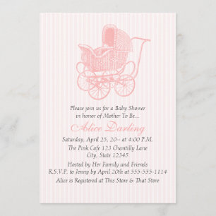 Invitation Baby shower de transport pour bébé rose vintage