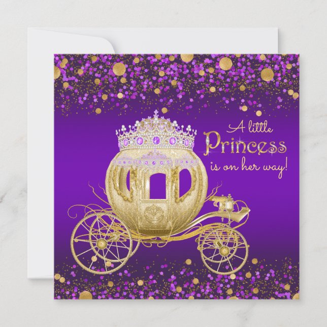 Invitation Baby shower de transport Princess et Gold Princess (Devant)