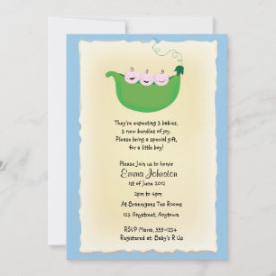 Invitation baby shower de Triplet boy "Peas in a Pod"