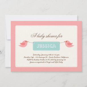 Invitation Baby shower de Twitter rose pâle