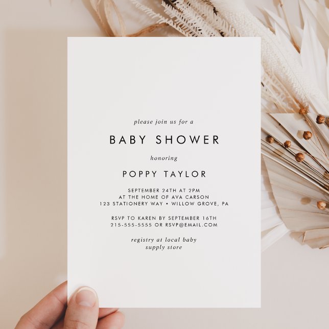 Invitation Baby shower de typographie chic (Créateur téléchargé)