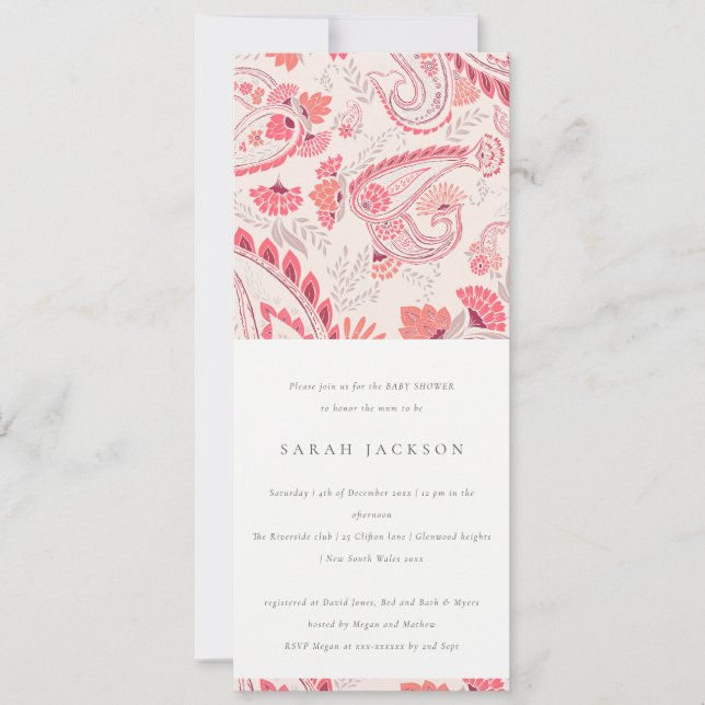 Invitation Baby shower de typographie classique moderne Blush (Devant)