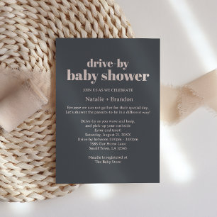 Invitation Baby shower de typographie de Boho gris rose