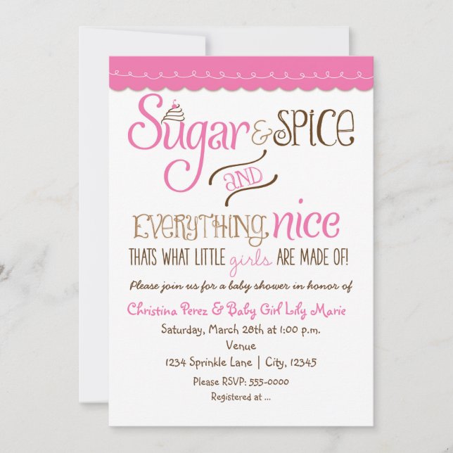 Invitation Baby shower de typographie de sucre et d'épices In (Devant)