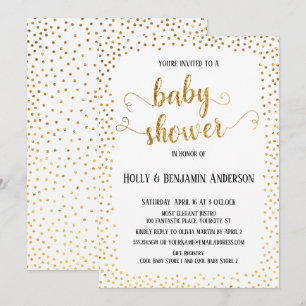 Invitation Baby shower de typographie Faux Gold Confetti