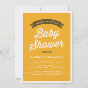 Invitation Baby shower de typographie Vintage de moutarde