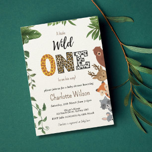 Invitation Baby shower de typographie Wild One code QR