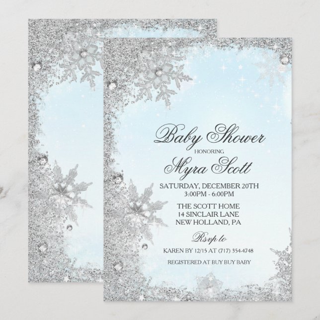 Invitation Baby shower de vacances d'hiver (Devant / Derrière)