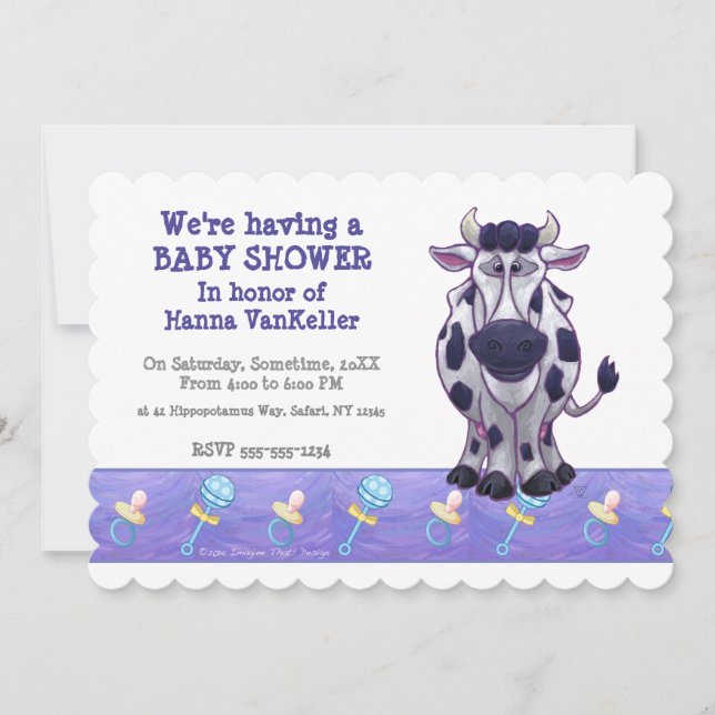Invitation Baby shower de vache (Devant)