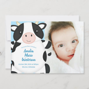 Invitation Baby shower de vache bleu