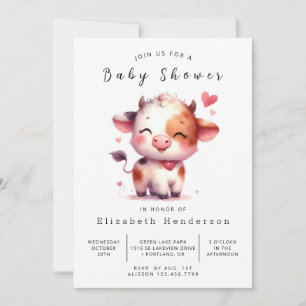 Invitation Baby shower de vache de veau de ferme de Bohême