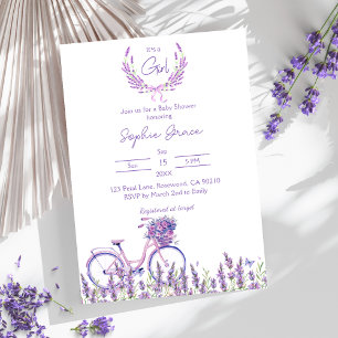 Invitation Baby shower de vélo de Lavender Floral