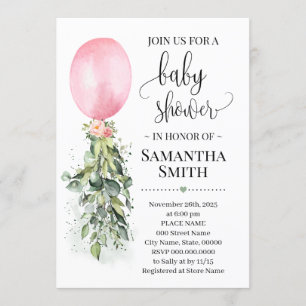 Invitation baby shower de verdure à l'Eucalyptus de Balloon r