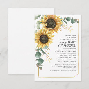 Invitation Baby shower de verdure fleuri de tournesol Eucalyp