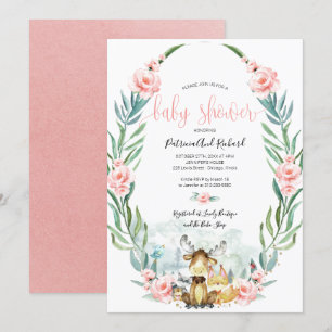 Invitation Baby shower de verdure fleurie de bois adorable