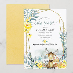 Invitation Baby shower de verdure fleurie de bois adorable