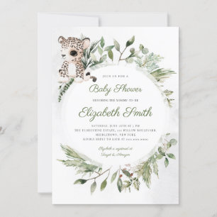 Invitation Baby shower de verdure Leopard Jungle Safari