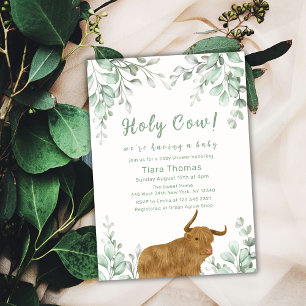 Invitation Baby shower de verdure minimaliste de la vache Sai