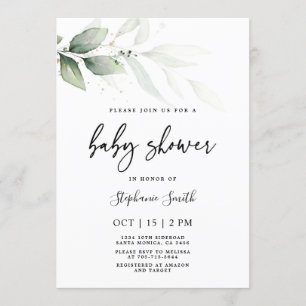 Invitation Baby shower de verdure minimaliste moderne