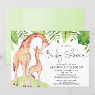 Invitation baby shower de verdure pour bébés et mamans girafe