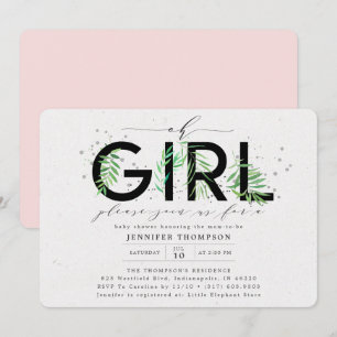 Invitation Baby shower de verdure tropicale moderne Oh Girl B