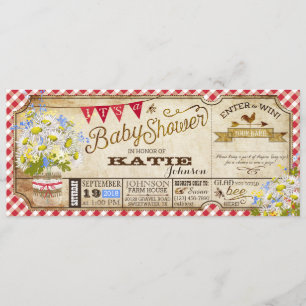 Invitation Baby shower de vérification de En vichy rouge piqu