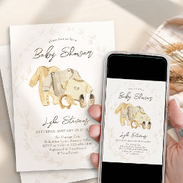 Invitation Baby shower de vêtements de bébé doux et neutres s